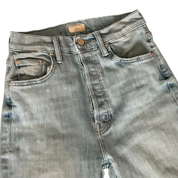 MOTHER Ankle Tripper Fray Button Fly Island Time Lightest Blue Size 25 Preloved - Picture 7 of 11